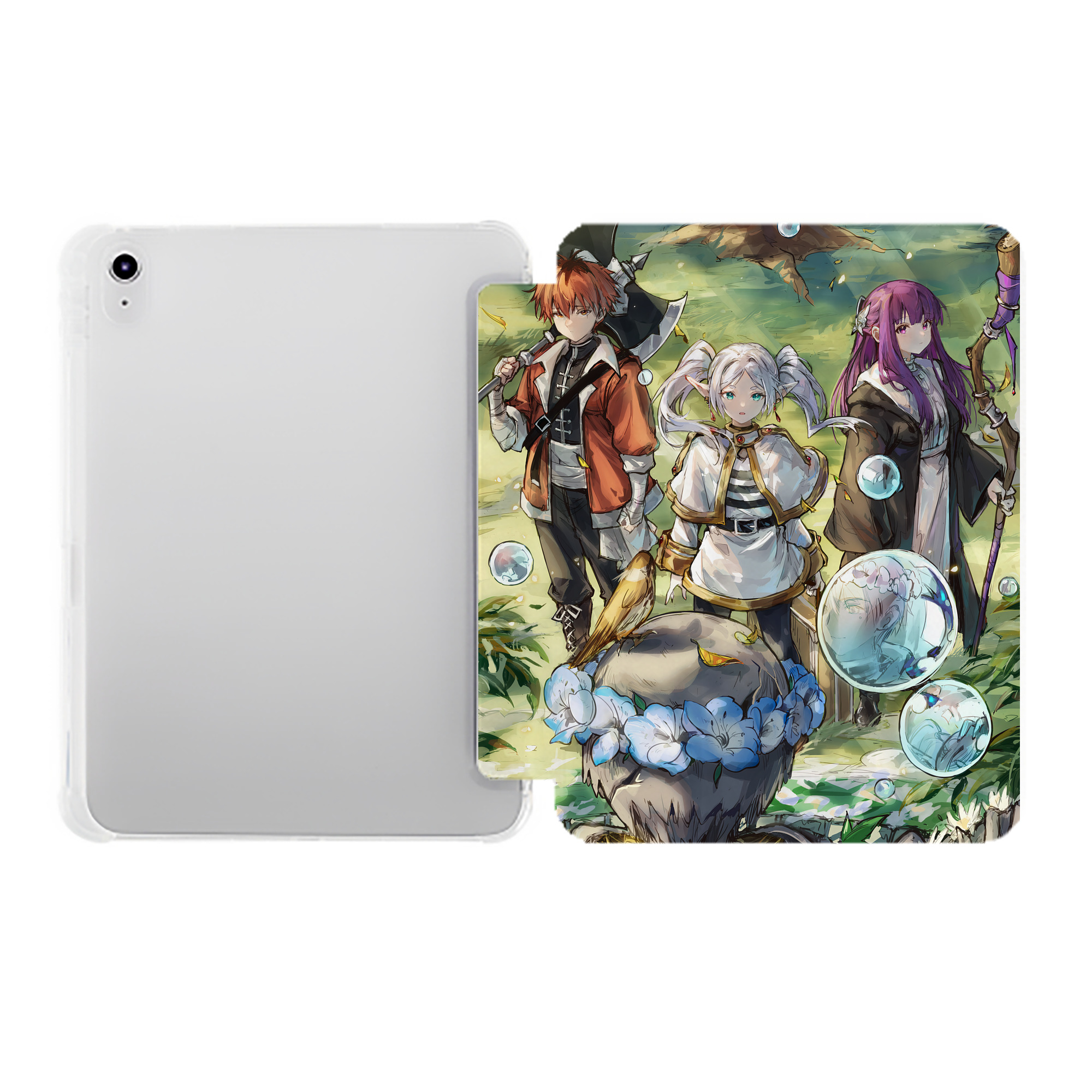 （画像用） 葬送のフリーレン Frieren IPad ケース ペン収納付き 三つ折りスタンド PUレザー×シリコン 対応機種9.5/10.5/10.9インチ